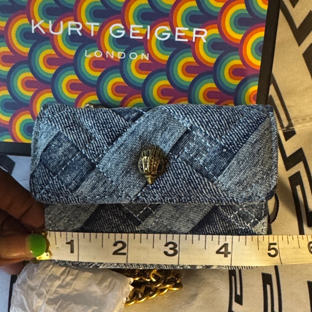 Kurt Geiger Denim Mini Bag with Gold Chain - Picture 8 of 15